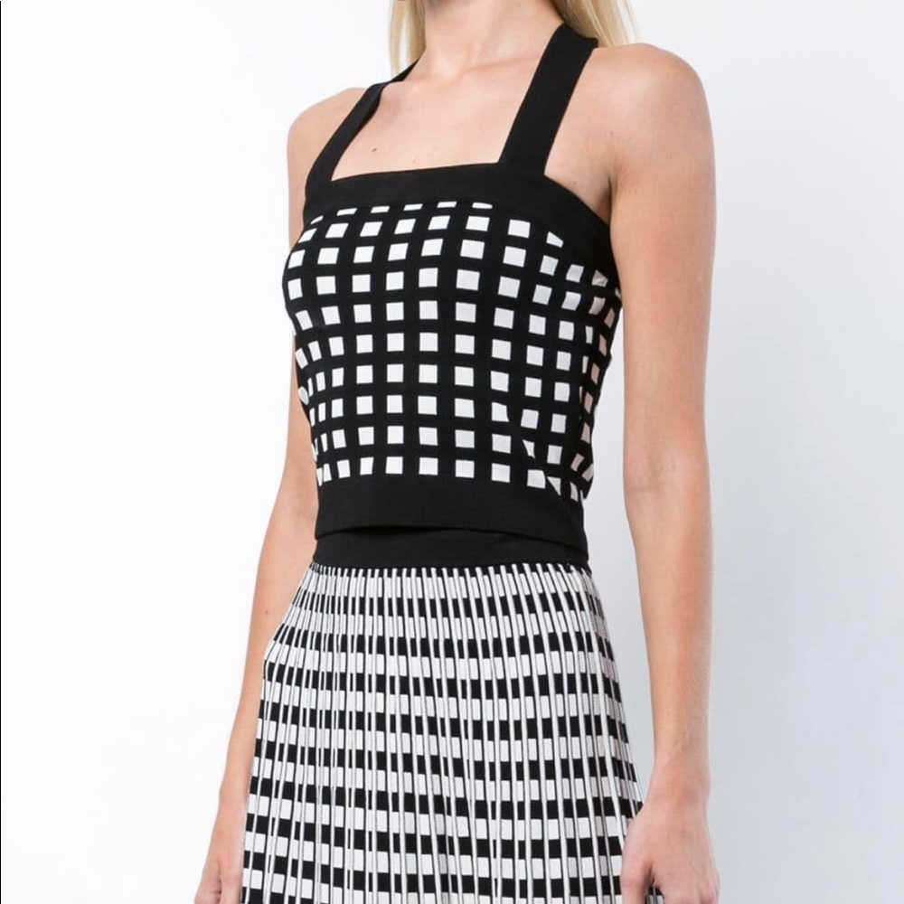 Knitted Check Crop Top